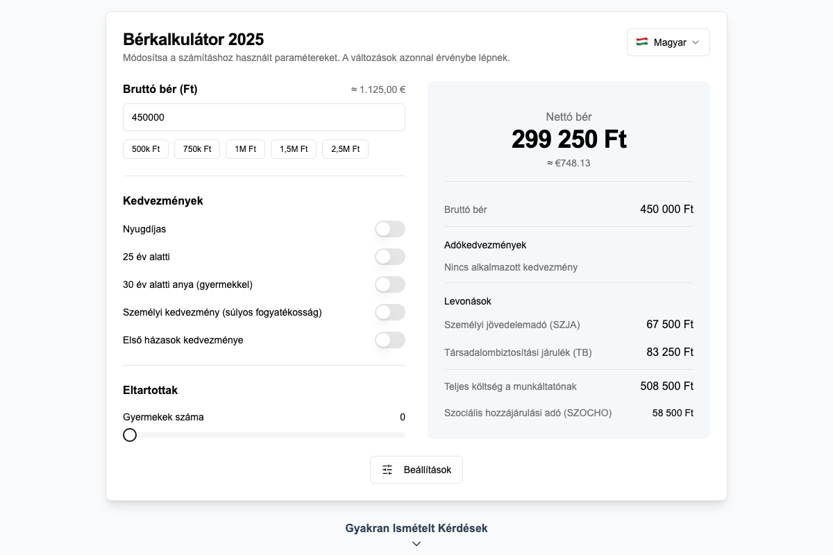 Screenshot of Bérkalkulátor 2025